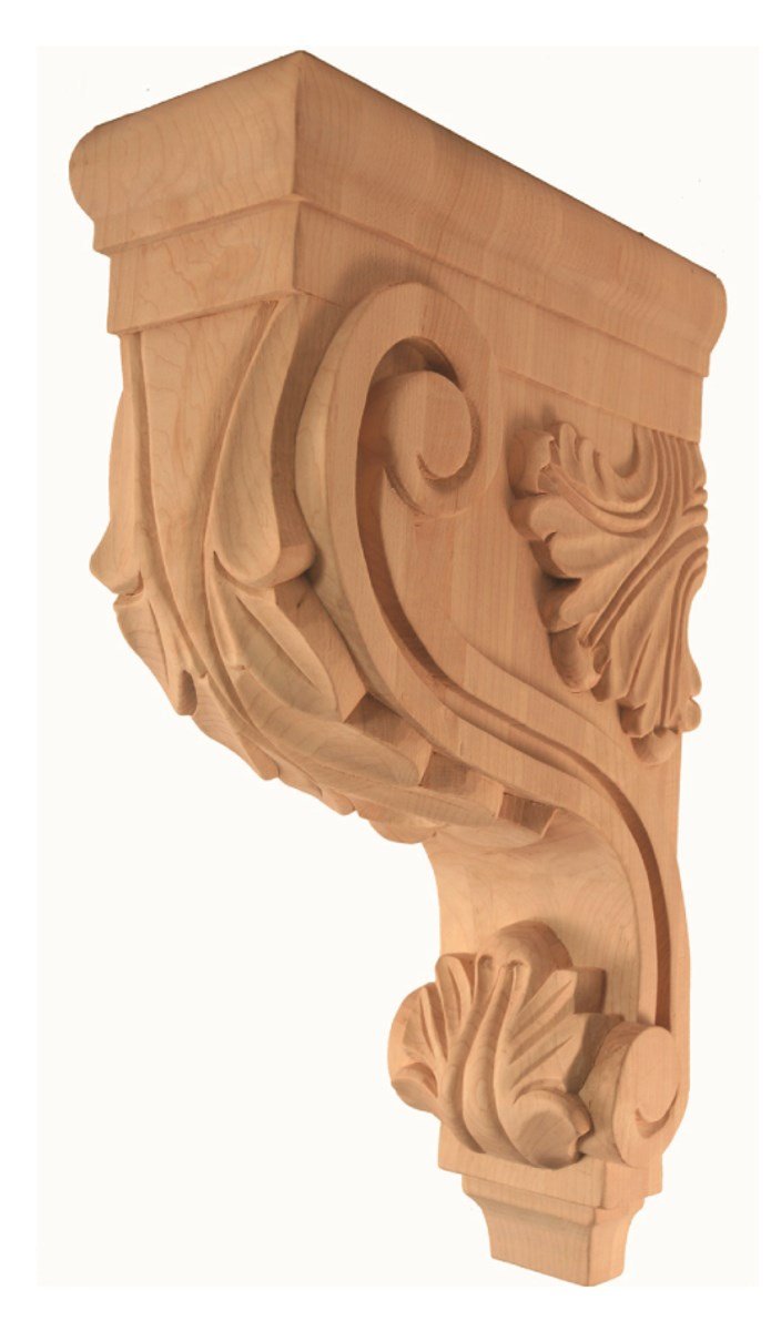 Hardware Resources CORE-ALD 3-3/8" W x 7-3/4" D x 13" H Alder Acanthus Corbel