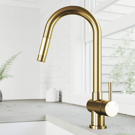 Gramercy Single Handle Pull-Down Spout Kitchen Faucet in Matte Brushed Gold