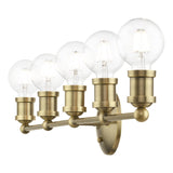 Livex Lighting 14425-01 5 Light Antique Brass ADA Large Vanity Sconce