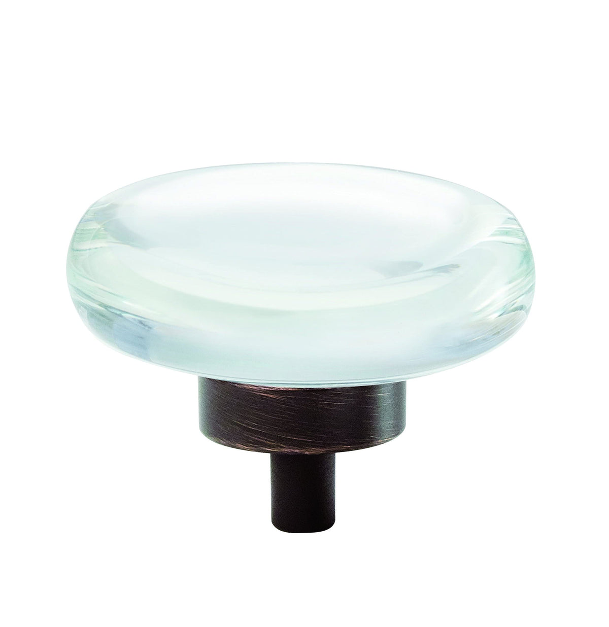 Amerock Cabinet Knob Clear/Oil-Rubbed Bronze 1-3/4 inch (44 mm) Diameter Glacio 1 Pack Drawer Knob Cabinet Hardware