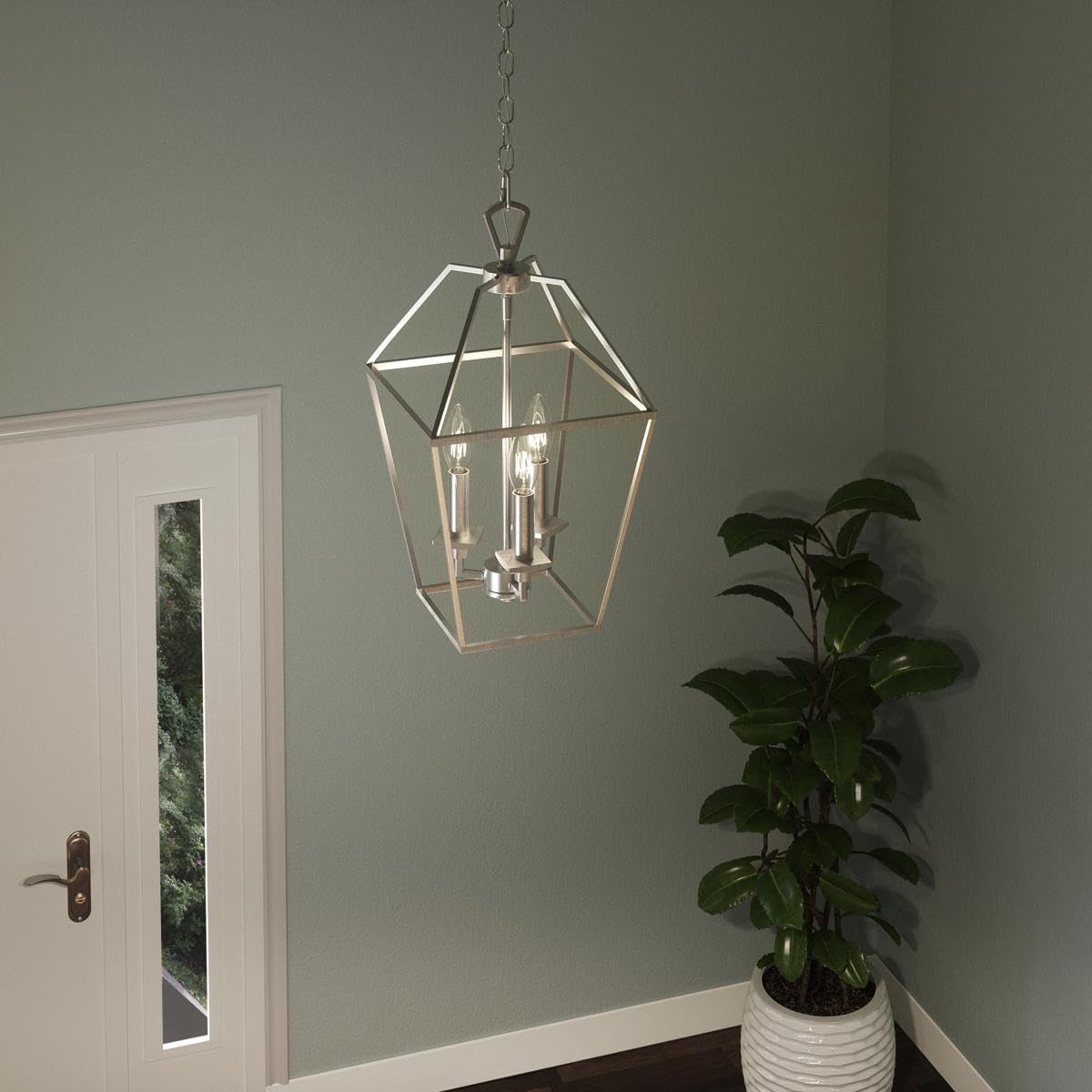 Quoizel AVY5203BN Aviary Pendant Ceiling Lighting, 3-Light, 180 Watts, Brushed Nickel (17"H x 10"W)