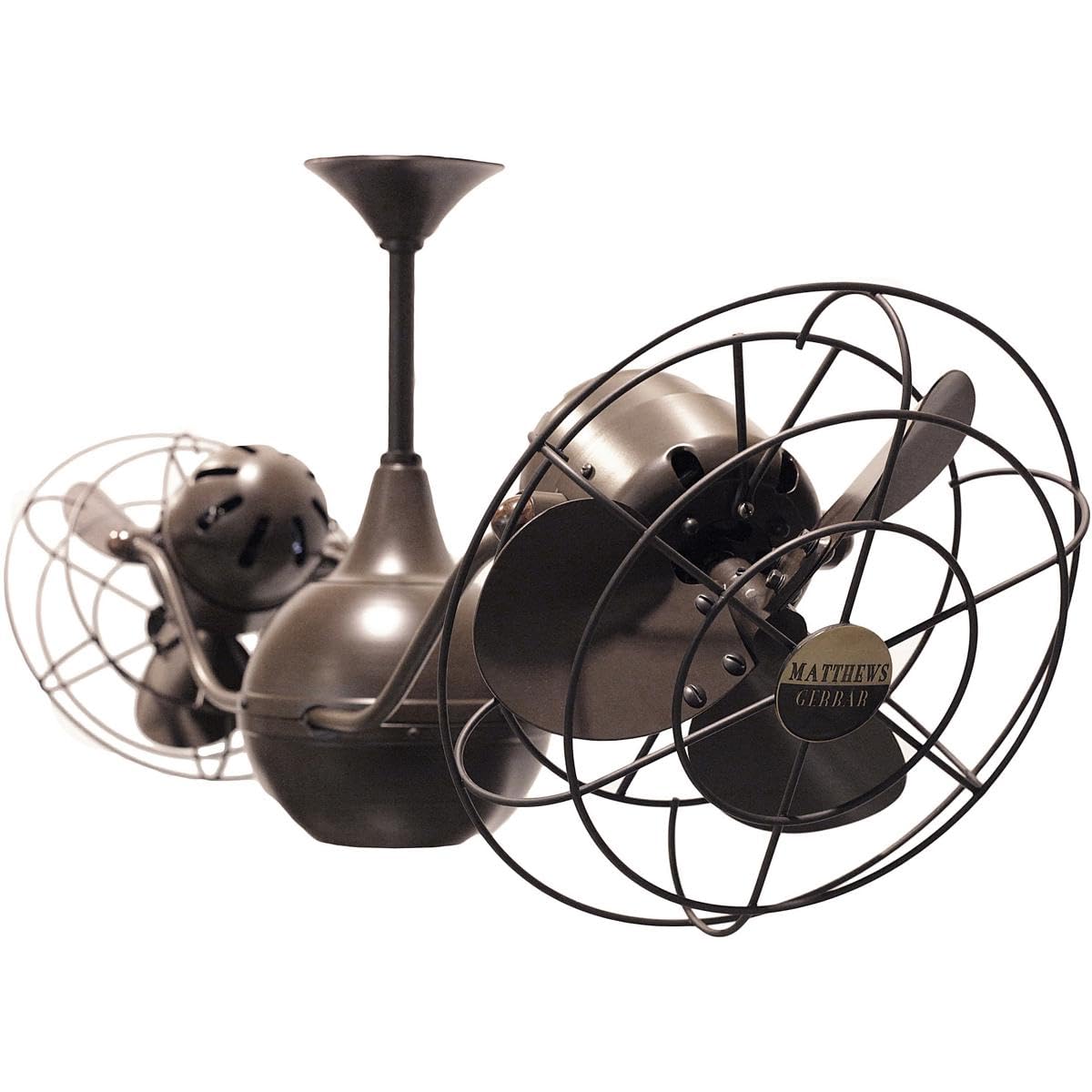 Matthews Fan VB-BZZT-MTL Vent-Bettina 360° dual headed rotational ceiling fan in bronzette finish with metal blades.