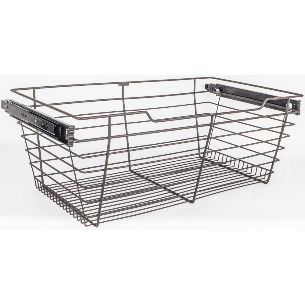 Hardware Resources POB1-162311ORB Dark Bronze Closet Pullout Basket with Slides 16"D x 23"W x 11"H