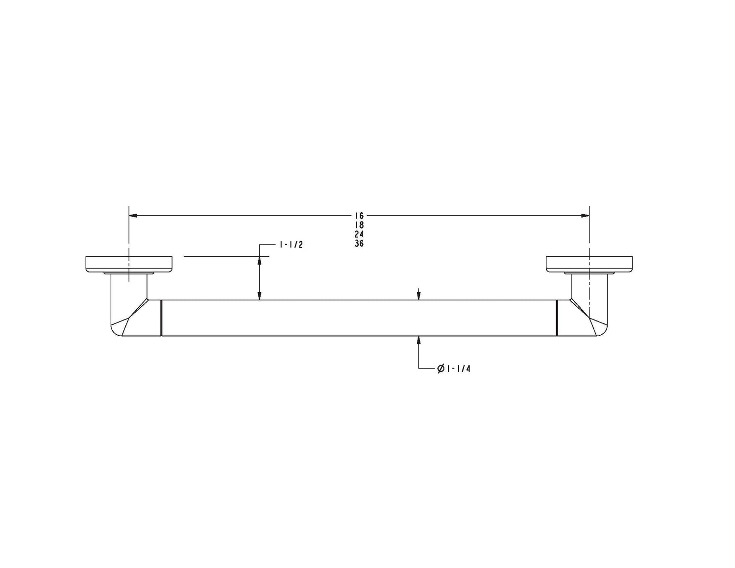 Ginger 4661/PN Kubic 16 Inch Grab Bar 4661, Polished Nickel