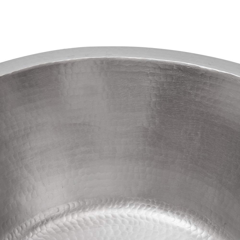 Premier Copper Products BR16EN2 16-Inch Round Hammered Copper Bar Sink in Nickel with 2-Inch Drain Size