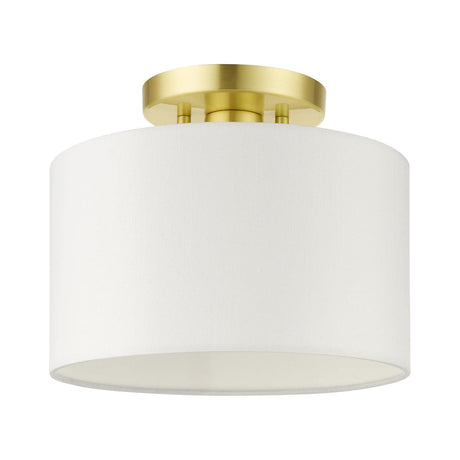 Livex Lighting 41095-12 Meridian 1 Light 10 inch Satin Brass Semi Flush Ceiling Light