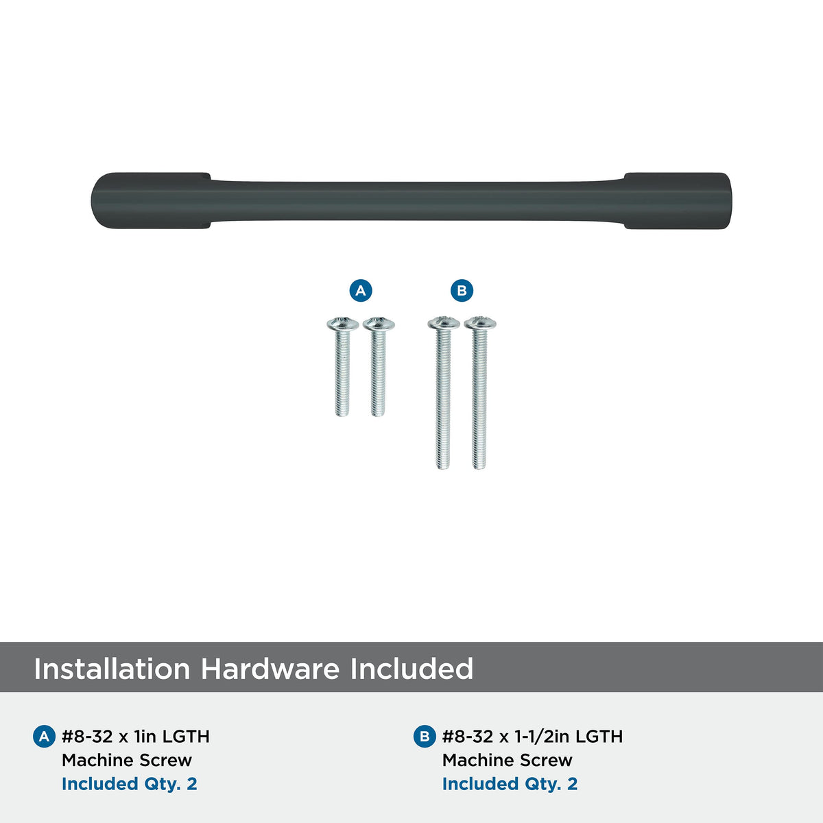 Amerock Cabinet Pull Matte Black 3-3/4 inch (96 mm) Center-to-Center Riva 1 Pack Drawer Pull Drawer Handle Cabinet Hardware