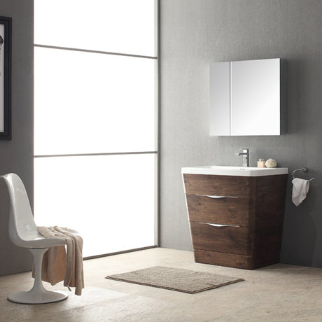 Fresca FVN8532RW Fresca Milano 32" Rosewood Modern Bathroom Vanity w/ Medicine Cabinet