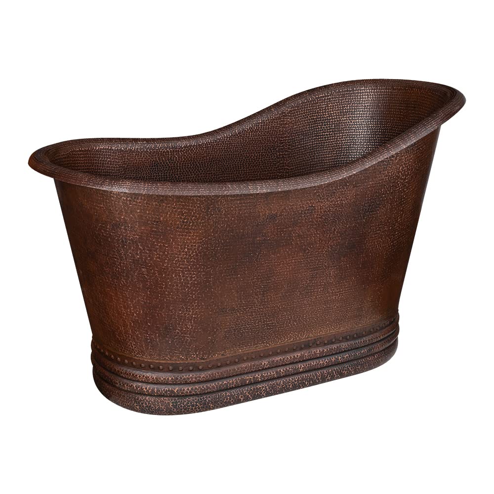 52" Hammered Copper Single Slipper Bathtub