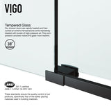 VIGO Adjustable 64-68" W x 74" H Elan Frameless Sliding Shower Door with Clear Tempered Glass, Reversible Handle in Matte Black