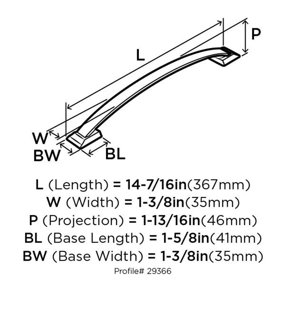 Amerock Appliance Pull Satin Nickel 12 inch (305 mm) Center to Center Candler 1 Pack Drawer Pull Drawer Handle Cabinet Hardware