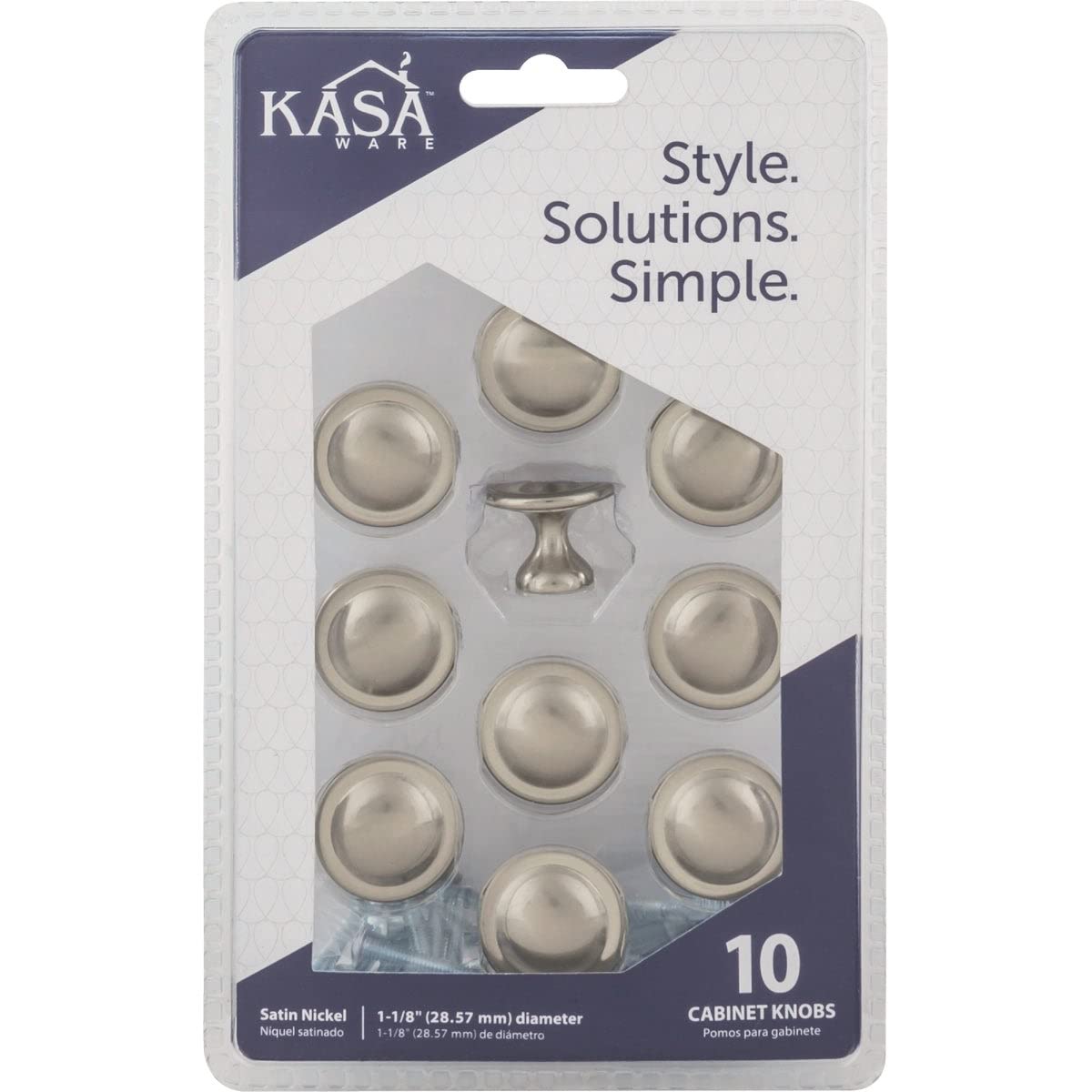 KasaWare K413SN-10 1-1/8" Diameter Round Knob with Ring, 10-pack