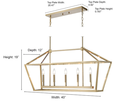 Millennium Lighting 3245-MB Ritner 5 Light 40" Wide Taper Candle Chandelier