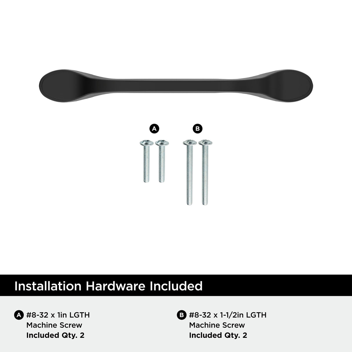 Amerock BP21936FB Matte Black Cabinet Pull 3-3/4 inch (96mm) Center-to-Center Cabinet Hardware Ravino Furniture Hardware Drawer Pull