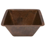 Premier Copper Products BS15DB2 15-Inch Universal Square Hammered Copper Bar Sink with 2-Inch Drain Size, Oil Rubbed Bronze