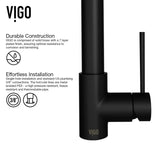 VIGO VG02032MB 22" H Laurelton Single-Handle with Pull-Down Sprayer Kitchen Faucet in Matte Black