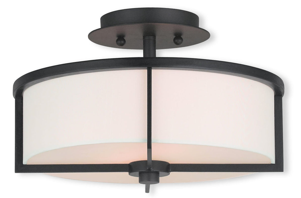Livex Lighting 51073-07 Transitional Two Light Ceiling Mount from Wesley Collection in Bronze/Dark Finish