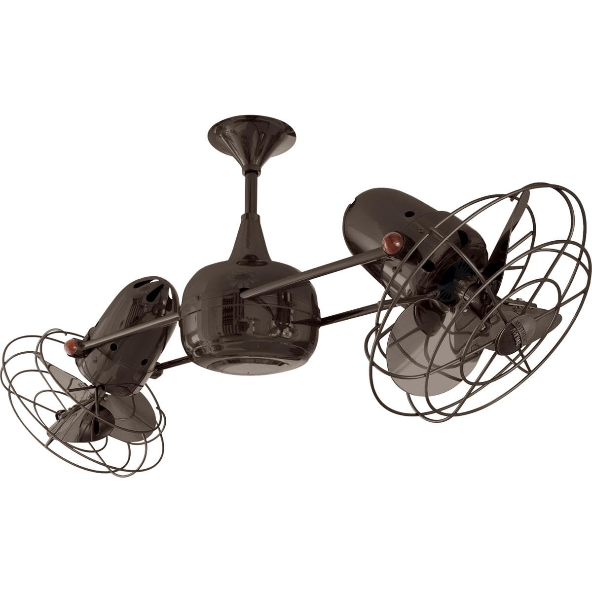 Matthews Fan DD-BZZT-MTL Duplo Dinamico 360” rotational dual head ceiling fan in Bronzette finish with metal blades.