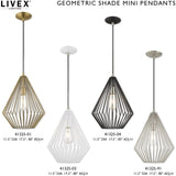 Livex Lighting 41325-01 Geometric Shade - 11.5" One Light Mini Pendant, Antique Brass Finish with Antique Brass Shade