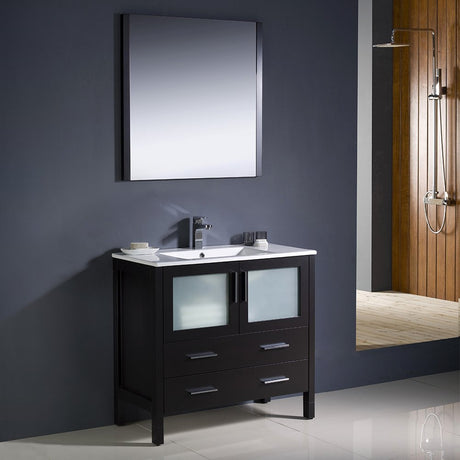 Fresca FVN6236ES-UNS Fresca Torino 36" Espresso Modern Bathroom Vanity w/ Integrated Sink