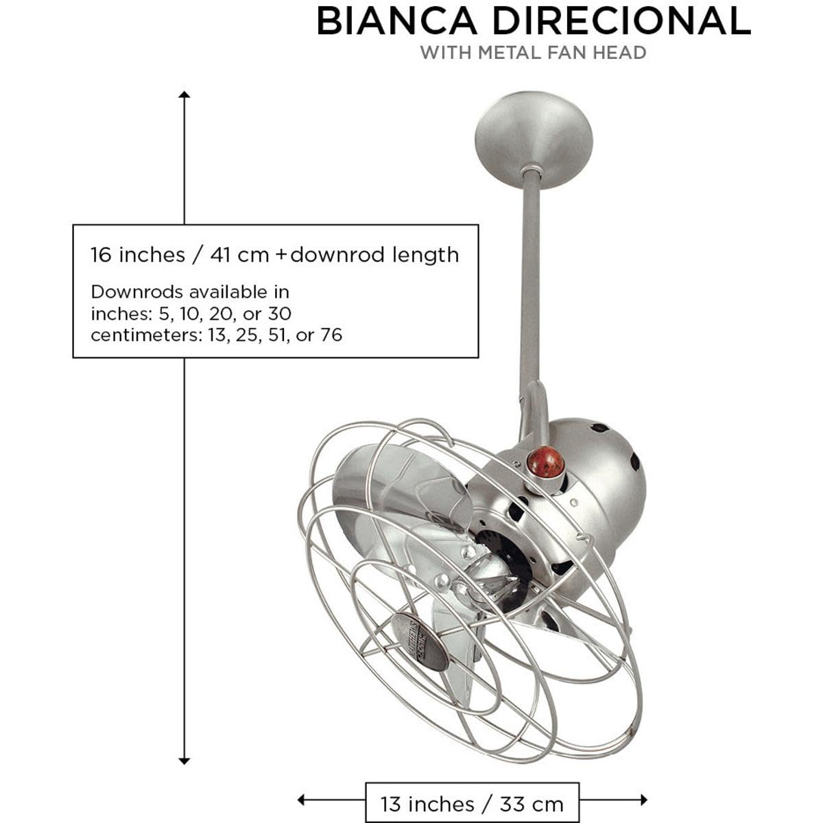 Matthews Fan BD-BZZT-MTL Bianca Direcional ceiling fan in Bronzette finish with metal blades.