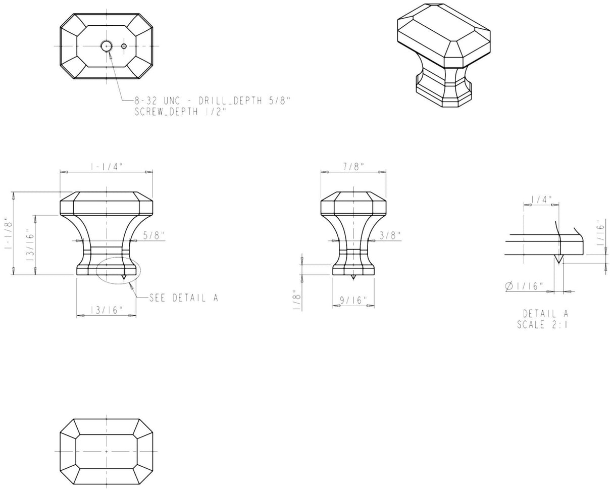 Jeffrey Alexander 165BNBDL 1-1/4" Overall Length Brushed Pewter Emerald Ella Cabinet Knob
