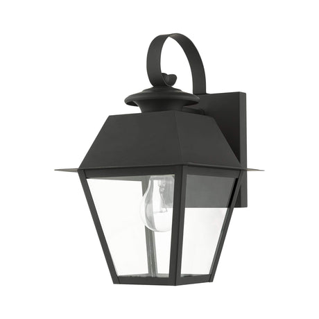 Livex Lighting 27212-04 Wentworth Collection 1 Light Outdoor Wall Lantern, Black with Brushed Nickel Finish Cluster