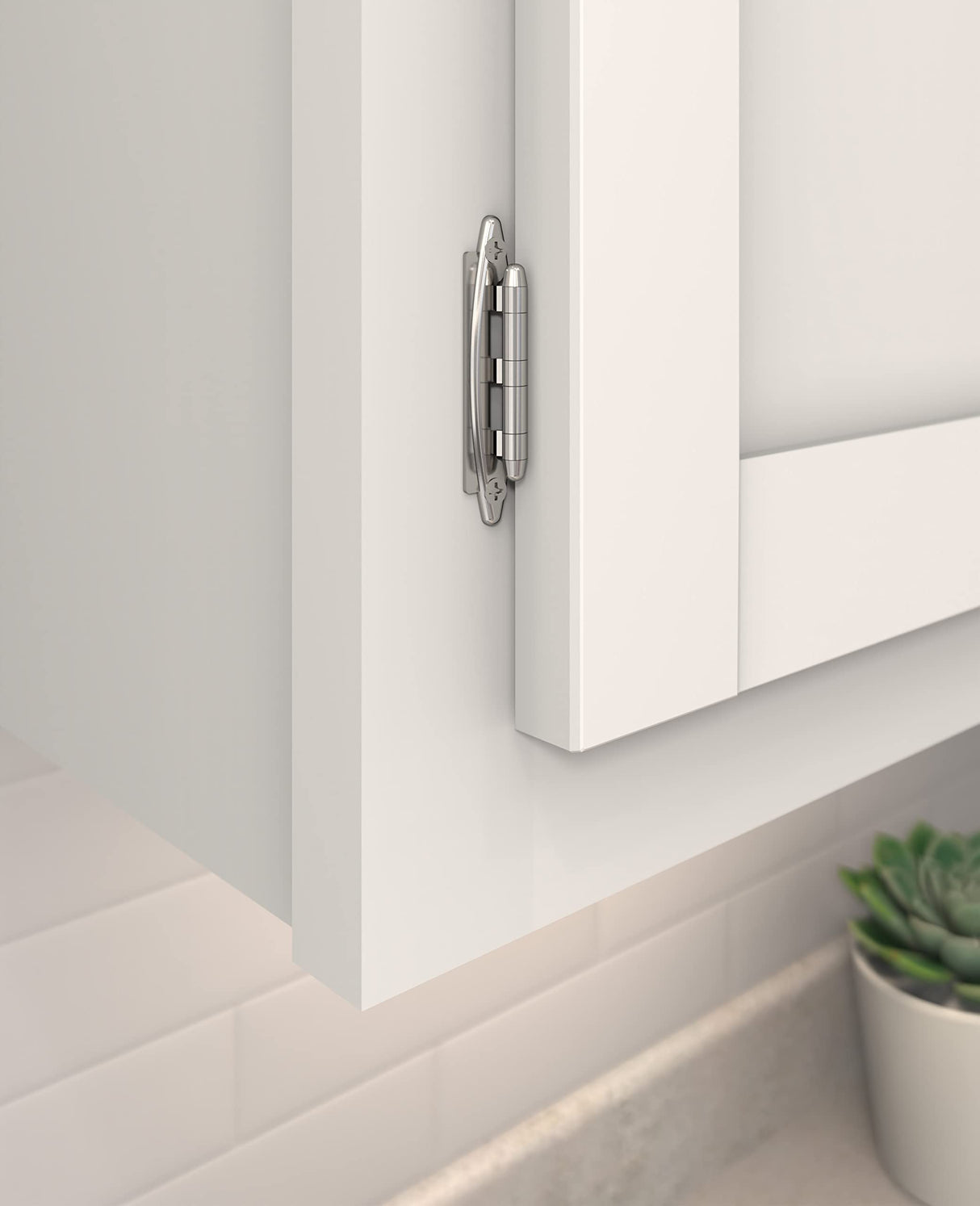 Amerock Cabinet Hinge 3/8 inch (10 mm) Inset Hinge Polished Chrome 2 Pack Non Self-Closing Hinge Face Mount Hinge Cabinet Door Hinge