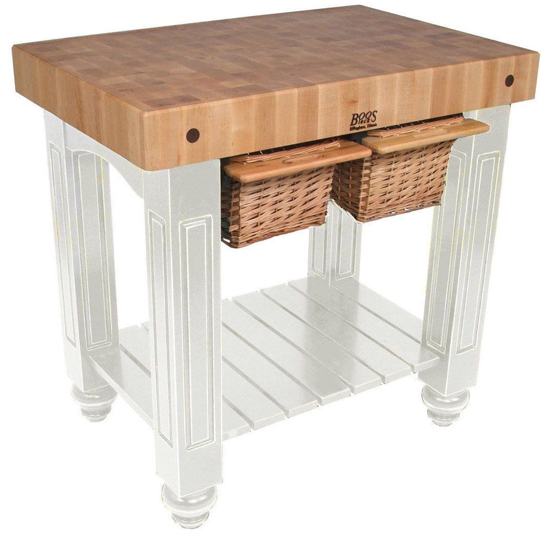 John Boos CU-GB3624-AL American Heritage Gathering Block II Prep Table with Butcher Top Base Finish: Alabaster White