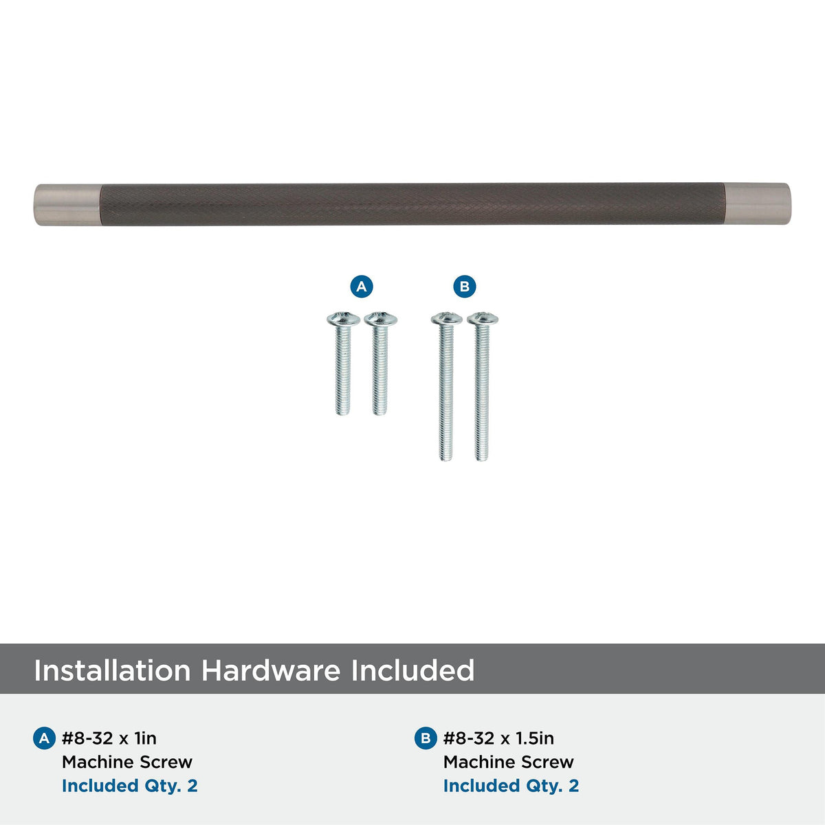 Amerock Cabinet Pull Satin Nickel/Oil-Rubbed Bronze 10-1/16 inch (256 mm) Center to Center Esquire 1 Pack Drawer Pull Drawer Handle Cabinet Hardware
