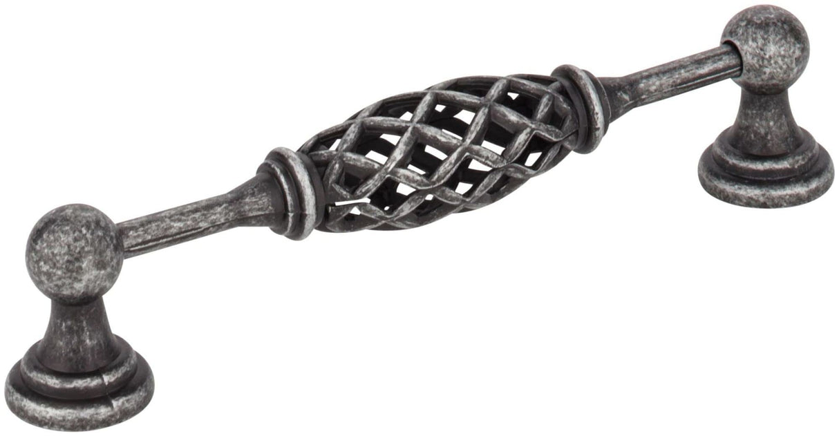 Jeffrey Alexander 749-128B-SIM 128 mm Center-to-Center Distressed Antique Silver Birdcage Tuscany Cabinet Pull