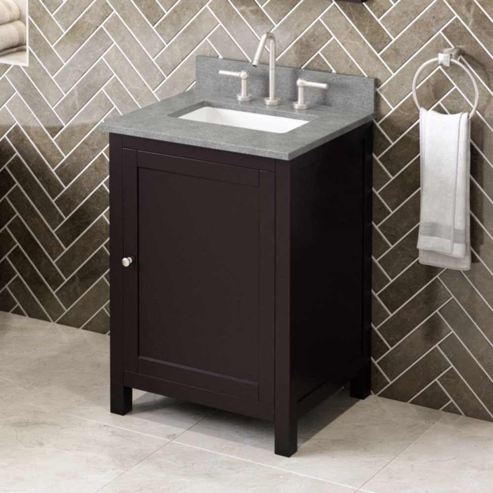 Jeffrey Alexander VKITAST24ESSGR 24" Espresso Astoria Vanity, Steel Grey Cultured Marble Vanity Top, undermount rectangle bowl
