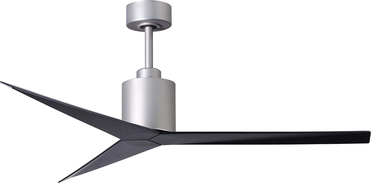 Matthews Fan EK-BN-BK Eliza 3-blade paddle fan in Brushed Nickel finish with matte black all-weather ABS blades. Optimized for wet locations.