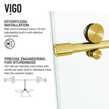 VIGO Adjustable 68-72" W x 76" H Elan E-Class Frameless Sliding Rectangle Shower Door with Clear Tempered Glass, Reversible Door Handle and Stainless Steel Hardware in Matte Black-VG6021MBCL7276