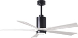 Matthews Fan PA5-BK-MWH-60 Patricia-5 five-blade ceiling fan in Matte Black finish with 60” solid matte white wood blades and dimmable LED light kit 