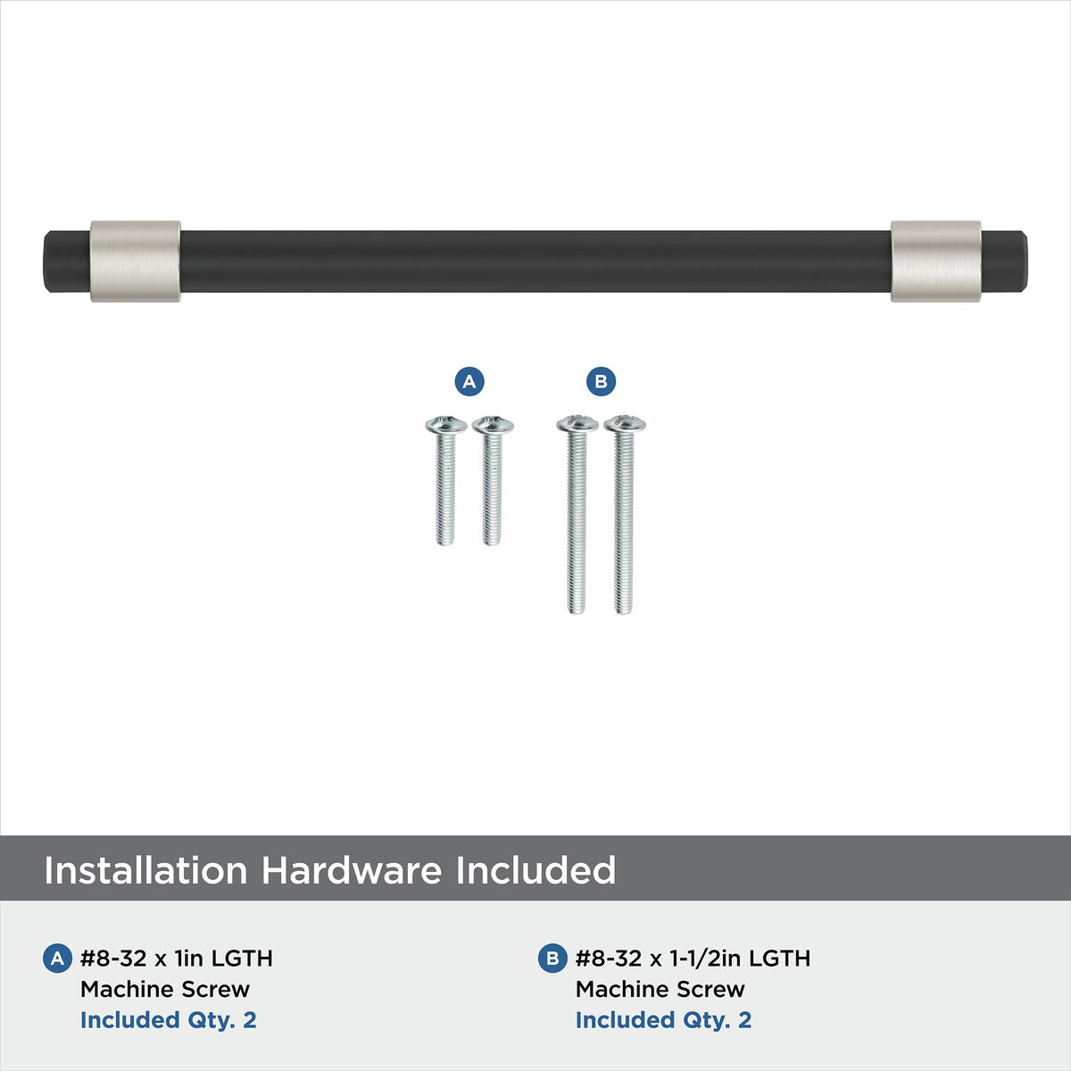 Amerock Cabinet Pull Matte Black/Satin Nickel 5-1/16 inch (128 mm) Center-to-Center Mergence 1 Pack Drawer Pull Cabinet Handle Cabinet Hardware
