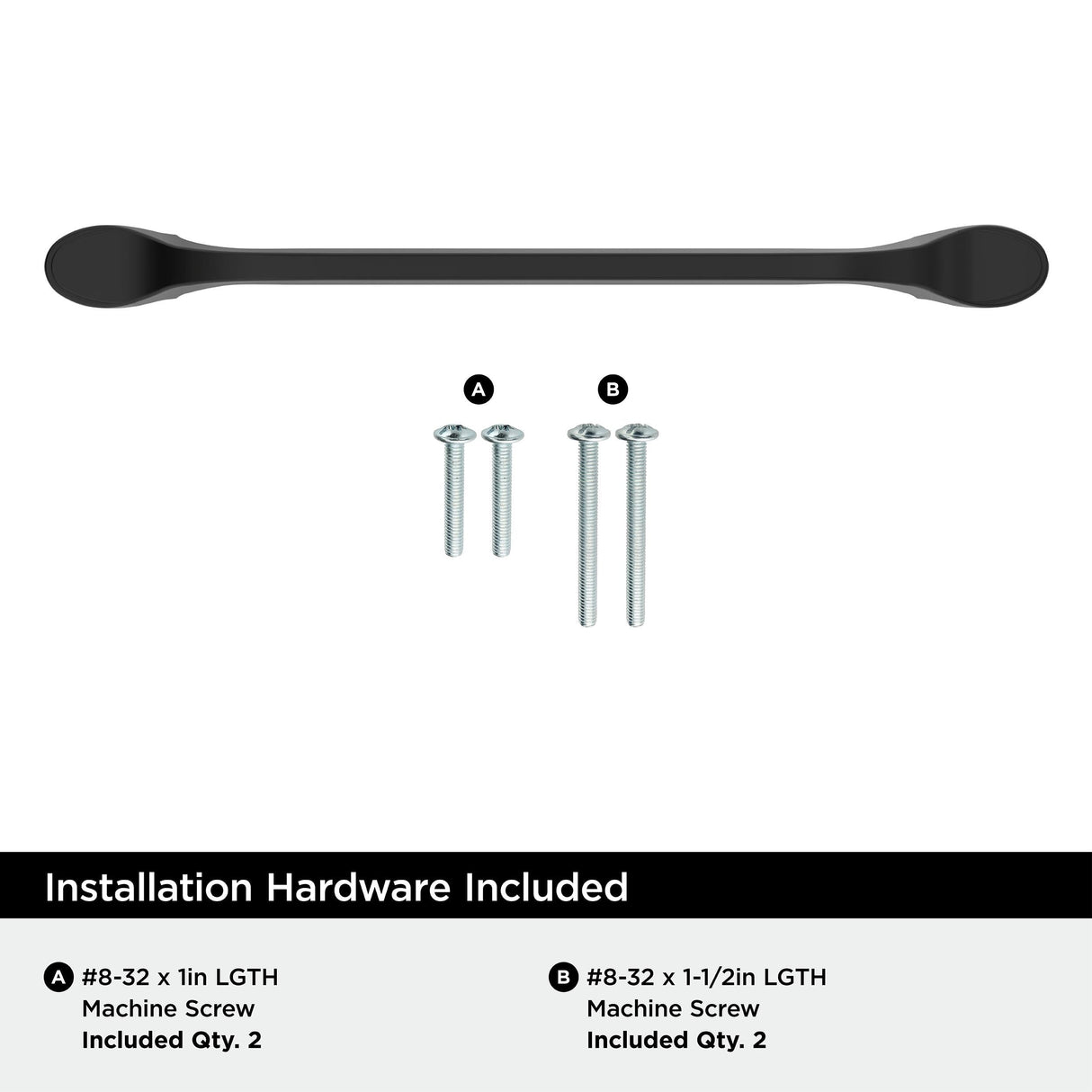 Amerock BP21938FB Matte Black Cabinet Pull 6-5/16 inch (160mm) Center-to-Center Cabinet Hardware Ravino Furniture Hardware Drawer Pull