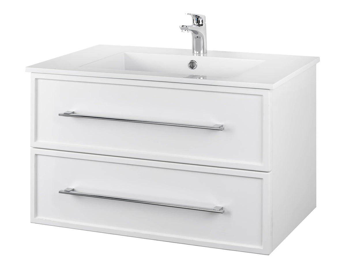 MILANO 30" Wall Hung Vanity BLUE w/top (Modern Shaker)