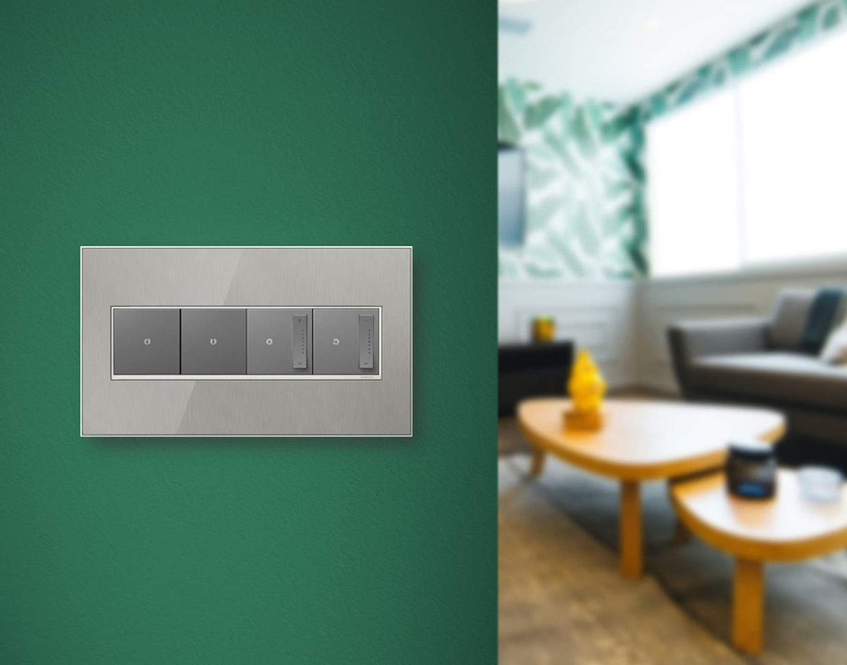 Legrand adorne Custom Wall Plate, 3-Gang, Magnesium Trim, AWM3GM4