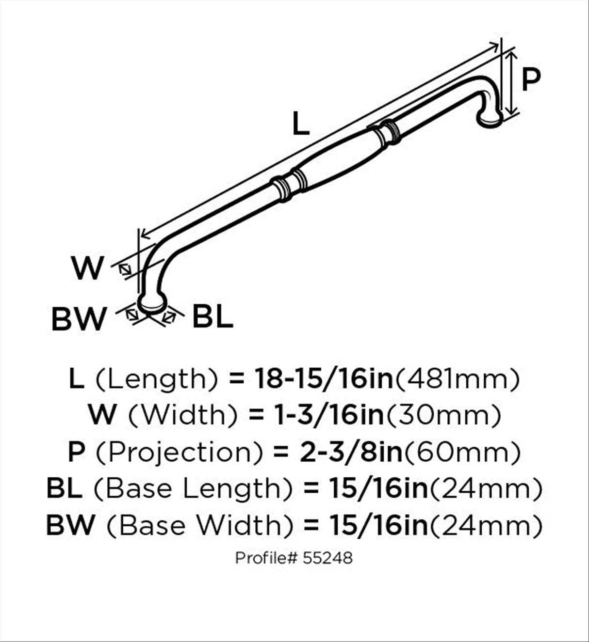 Amerock BP55248G10 Granby 18 in (457 mm) Center-to-Center Satin Nickel Appliance Pull