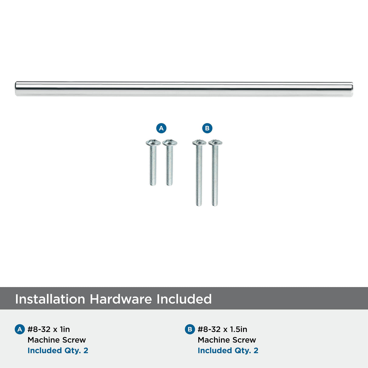 Amerock Cabinet Pull Polished Chrome 7-9/16 inch (192 mm) Center to Center Bar Pulls 1 Pack Drawer Pull Drawer Handle Cabinet Hardware