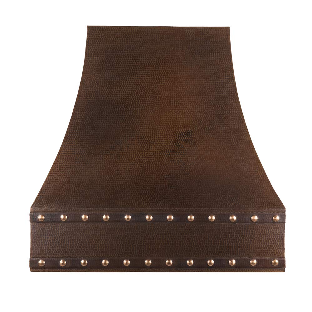 Premier Copper Products HV-CORREA36-C2036BP 735 CFM Hand Hammered Copper Wall Mounted Correa Range Hood - Screen Filters