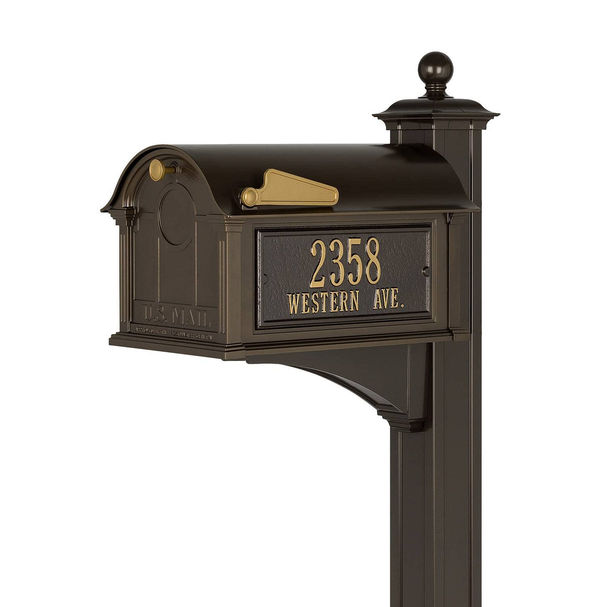 Whitehall 16369 - Balmoral Mailbox Side Plaques, Post Package - Bronze