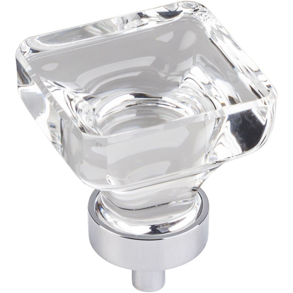 Jeffrey Alexander G140L-PC 1-3/8" Overall Length Polished Chrome Square Glass Harlow Cabinet Knob