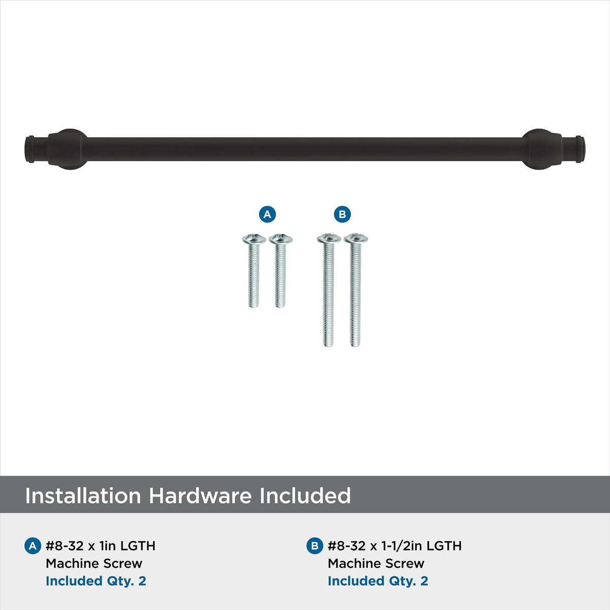Amerock Cabinet Pull Matte Black 8-13/16 inch (224 mm) Center-to-Center Winsome 1 Pack Drawer Pull Cabinet Handle Cabinet Hardware