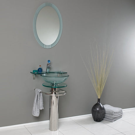 Fresca FVN1019 Fresca Ovale 24" Modern Glass Bathroom Vanity w/ Frosted Edge Mirror