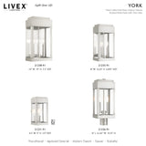 Livex Lighting 21231-91 York 1 Light Outdoor ADA Wall Lantern, Brushed Nickel with Brushed Nickel Stainless Steel Reflector