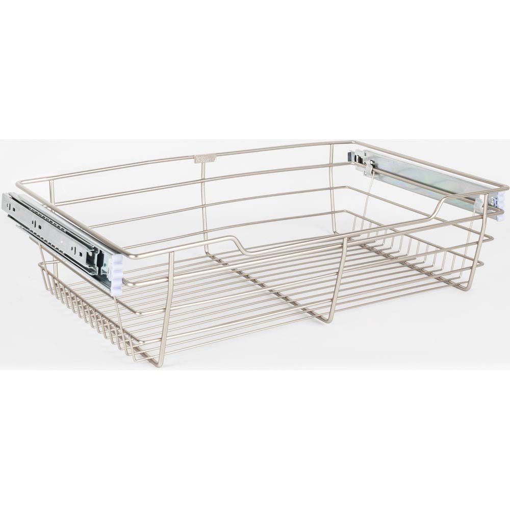 Hardware Resources POB1-16236SN Satin Nickel Closet Pullout Basket with Slides 16"D x 23"W x 6"H