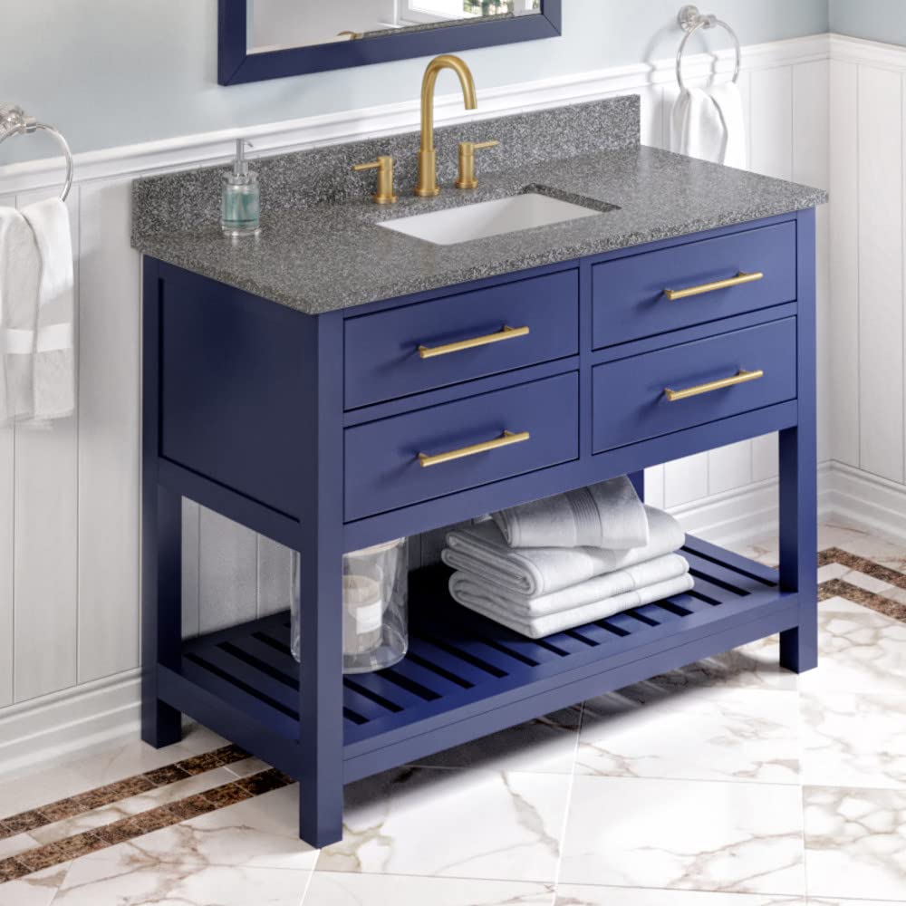 Jeffrey Alexander VKITWAV48BLBOR 48" Hale Blue Wavecrest Vanity, Boulder Cultured Marble Vanity Top, undermount rectangle bowl