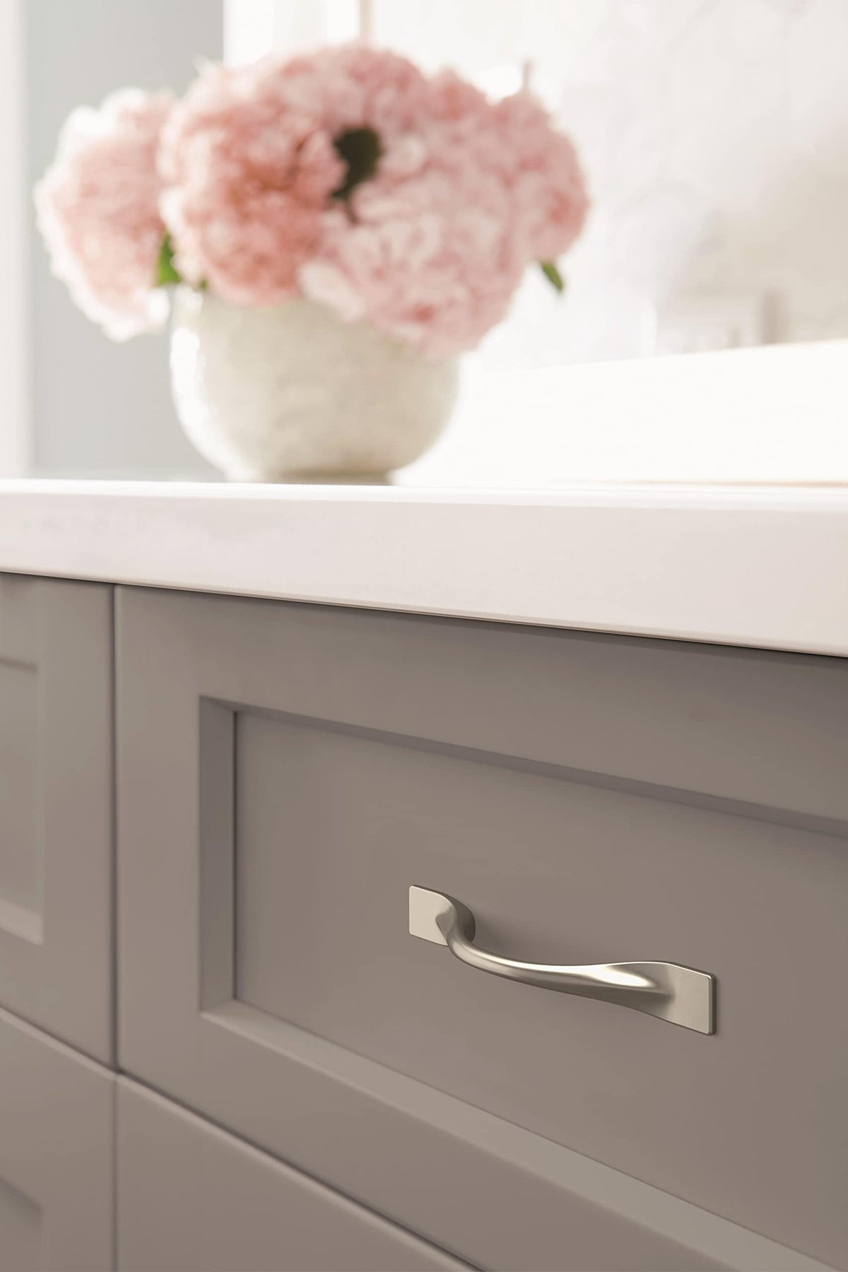 Amerock Cabinet Pull Satin Nickel 3-3/4 inch (96 mm) Center-to-Center Uprise 1 Pack Drawer Pull Cabinet Handle Cabinet Hardware